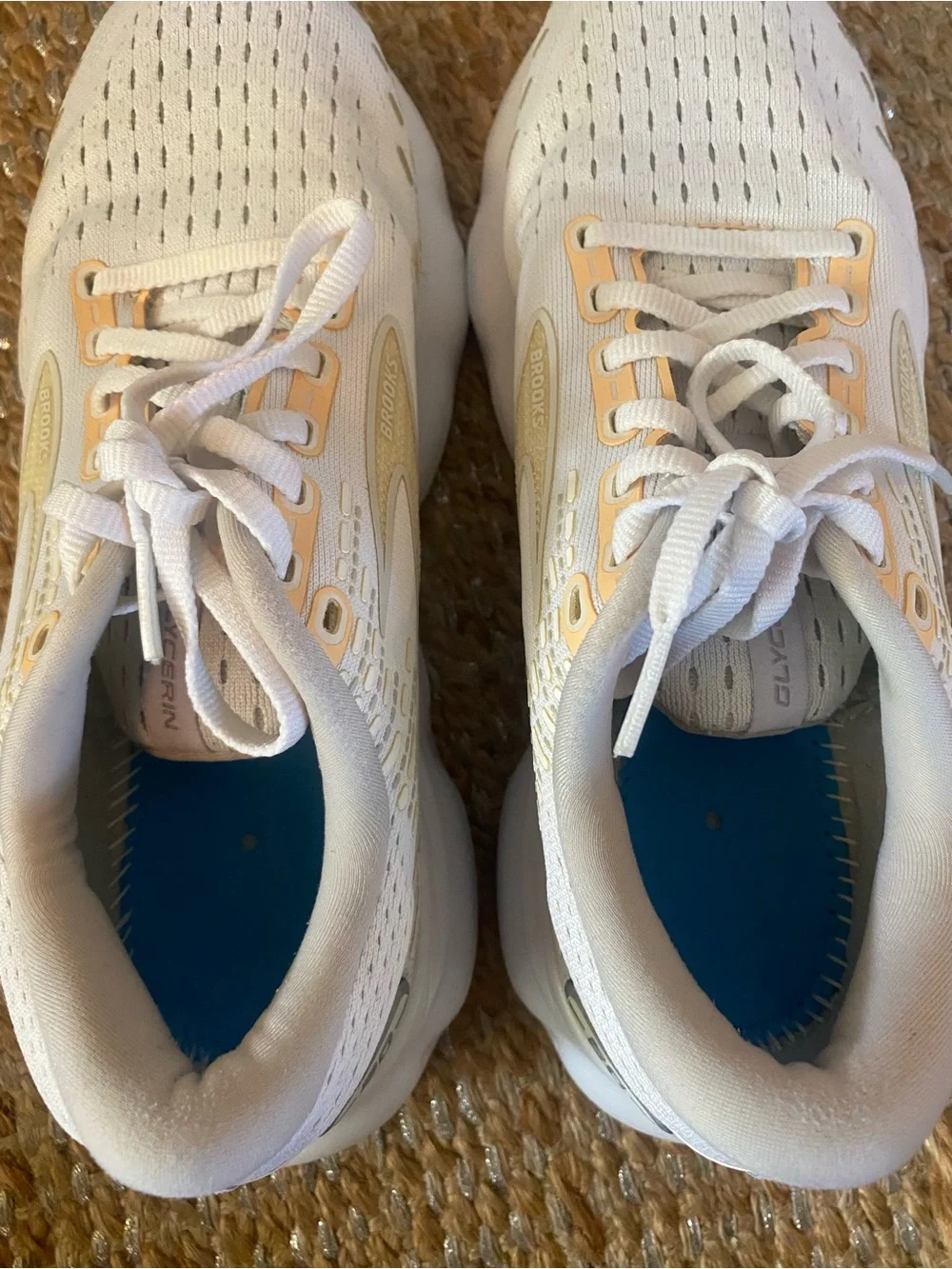 Brooks Glycerin 20 Women's Running Shoes Size 7.5 White Peach Grey NO INSOLES